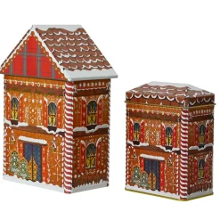 KAEMINGK Lot de 2 boîtes de rangement (H21,5 cm) Maison pain d'épice Marron Hot