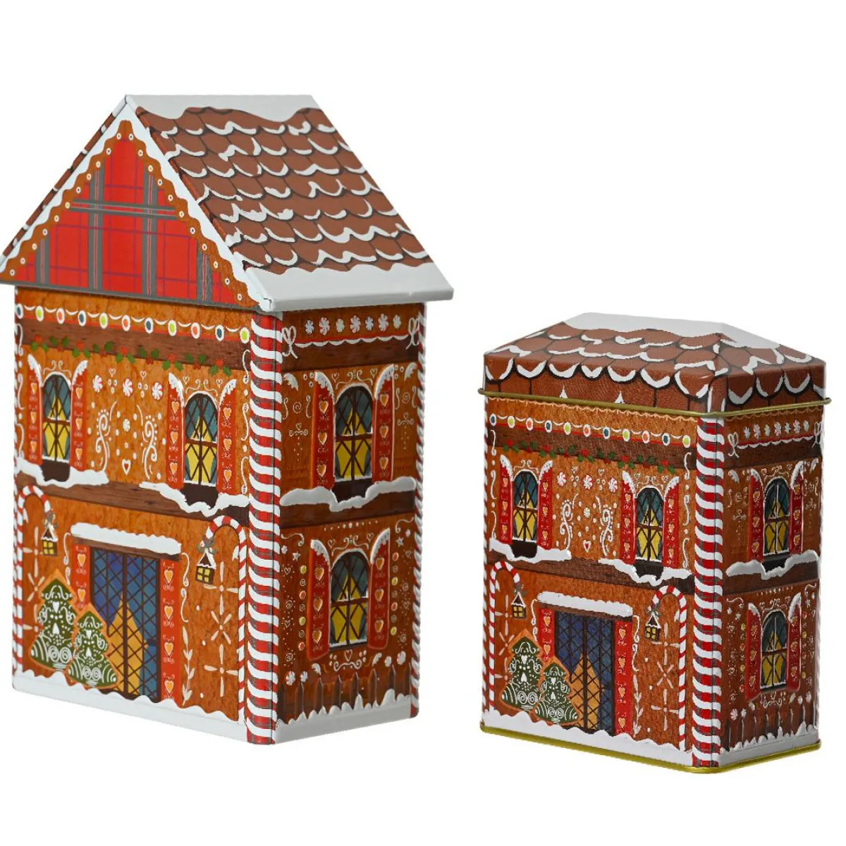 KAEMINGK Lot de 2 boîtes de rangement (H21,5 cm) Maison pain d'épice Marron Hot