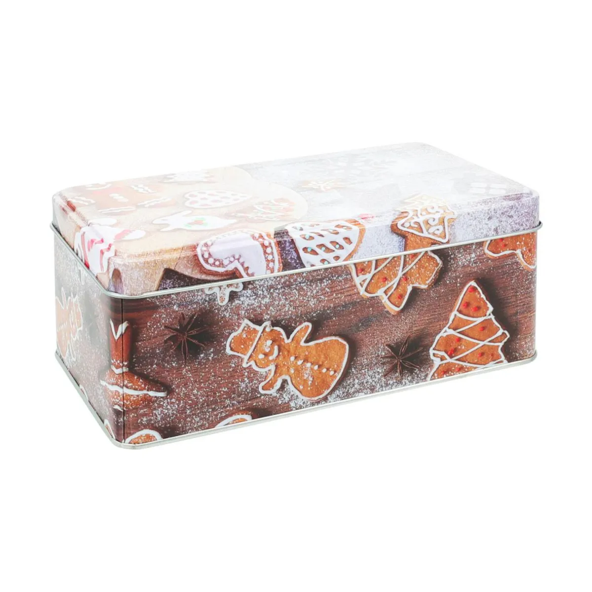 KOOPMAN Lot de 3 boîtes de rangement en métal rectangulaires Les Pains d'épices Marron Discount