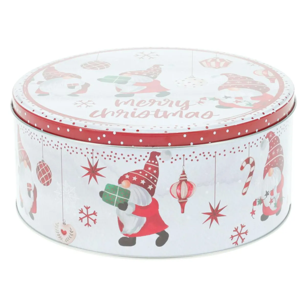 KOOPMAN Lot de 3 boîtes de rangement en métal rondes Les Lutins en Rouge Sale
