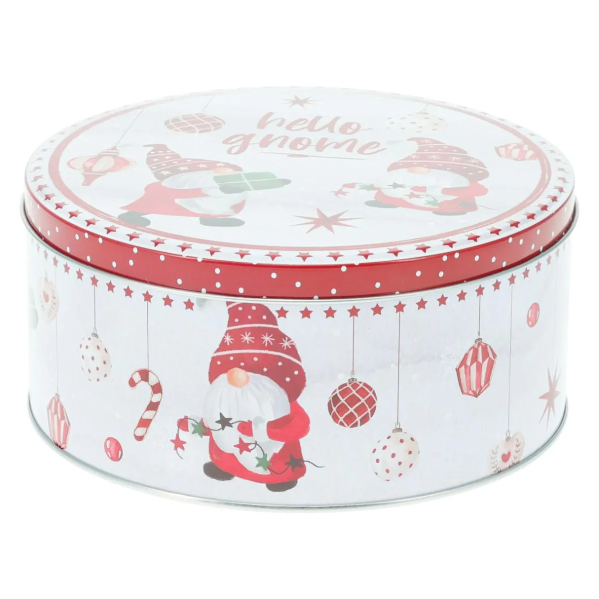 KOOPMAN Lot de 3 boîtes de rangement en métal rondes Les Lutins en Rouge Sale