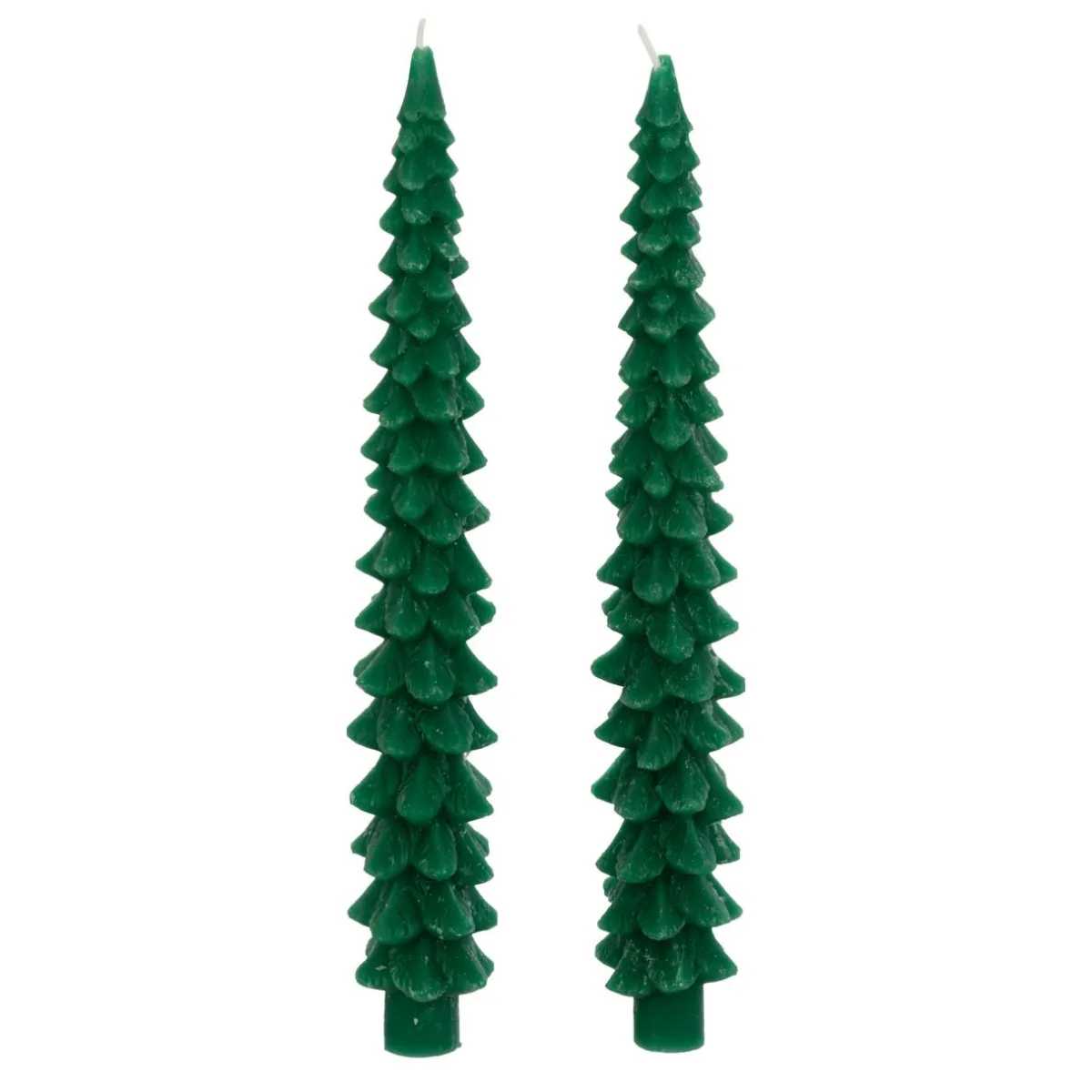 JJA Lot de 2 bougies bâton en cire (H25 cm) Sapin Vert