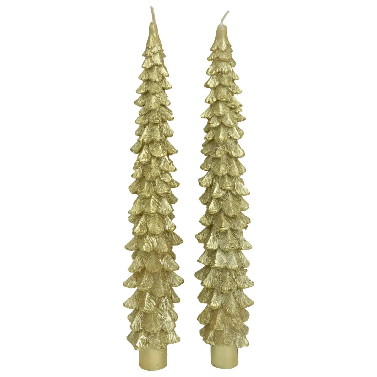 JJA Lot de 2 bougies bâton en cire (H25 cm) Sapin Dé Or