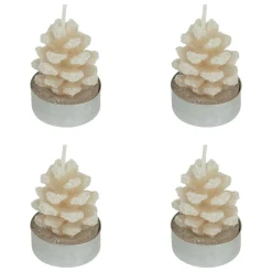 JJA Lot de 4 bougies chauffe-plats Pomme de pain enneigée Beige Outlet