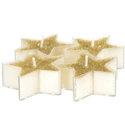 Feeric Lights & Christmas Lot de 4 bougies (D6 cm) Étoiles pailletées Or Discount