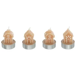 FEERIC LIGHTS Lot de 4 bougies (H6 cm) Maisons de village Marron Clearance