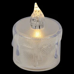 JJA Lot de 4 bougies LED Chauffe-plat Transparentes et pailletées Blanc chaud Discount