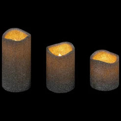 Feeric Lights & Christmas Lot de 3 bougies LED (D5 cm) à paillettes Argent Hot