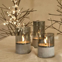 BLACHERE Lot de 3 bougies LED en verre (H15 cm) Charme Blanc chaud Hot