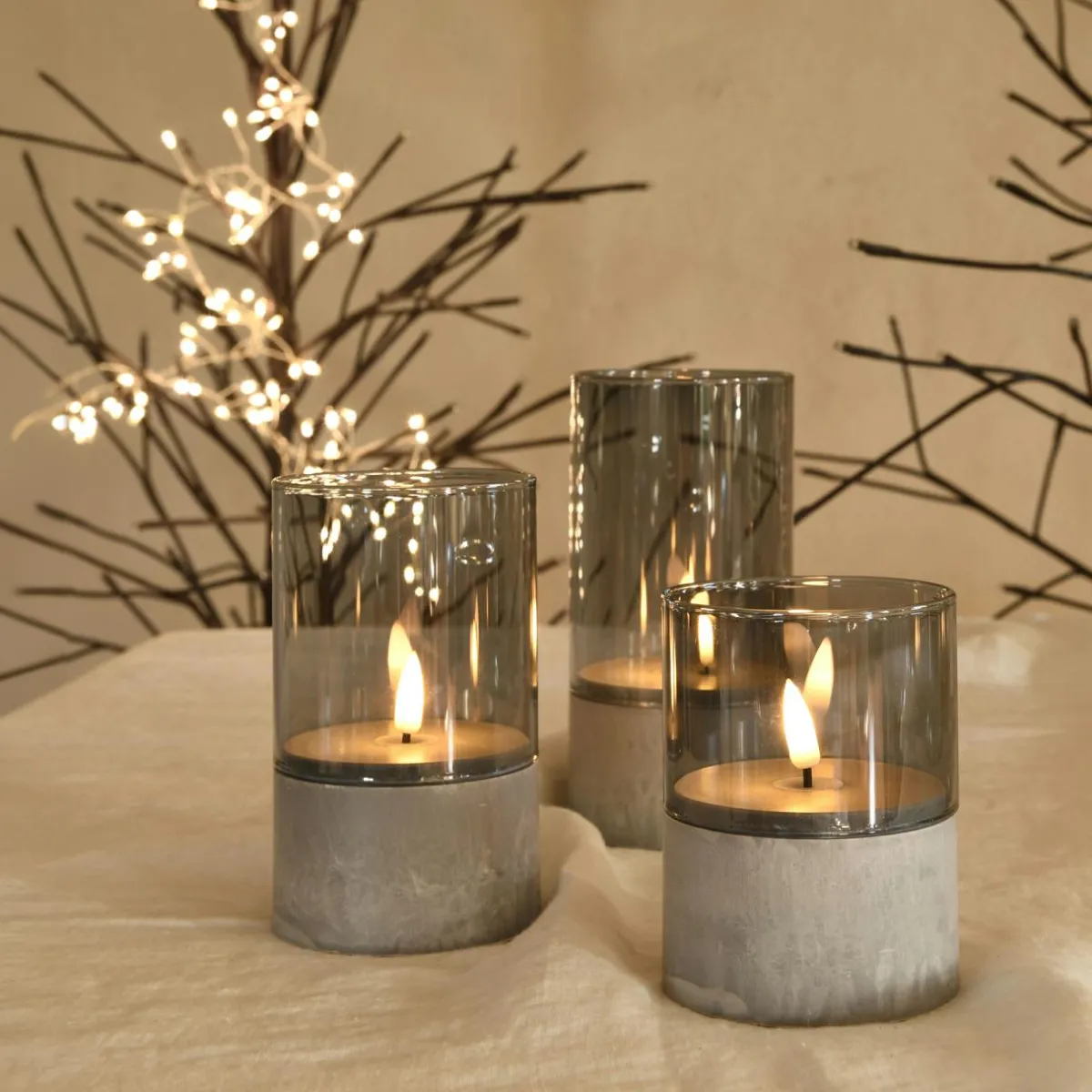 BLACHERE Lot de 3 bougies LED en verre (H15 cm) Charme Blanc chaud Hot