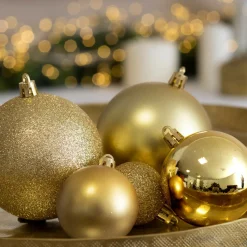 EMINZA Lot de 20 boules de Noël assties New Alpine Or Discount
