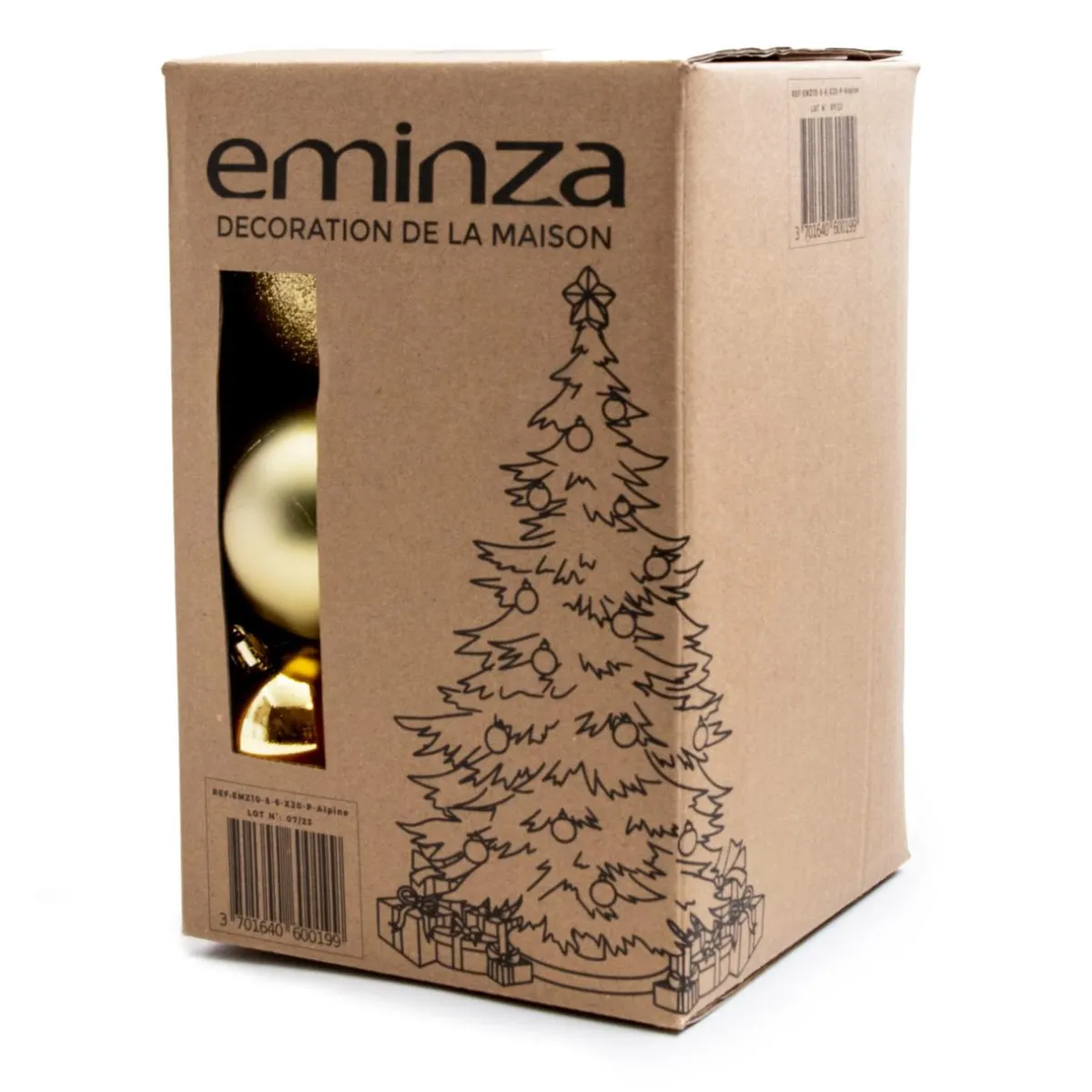EMINZA Lot de 20 boules de Noël assties New Alpine Or Discount