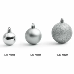 EMINZA Lot de 30 boules de Noël assorties New Alpine Argent Clearance