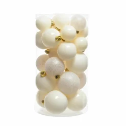 KAEMINGK Lot de 30 boules de Noël assorties Alpine Blanc laine