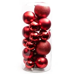 EMINZA Lot de 20 boules de Noël assorties New Alpine Rouge Best
