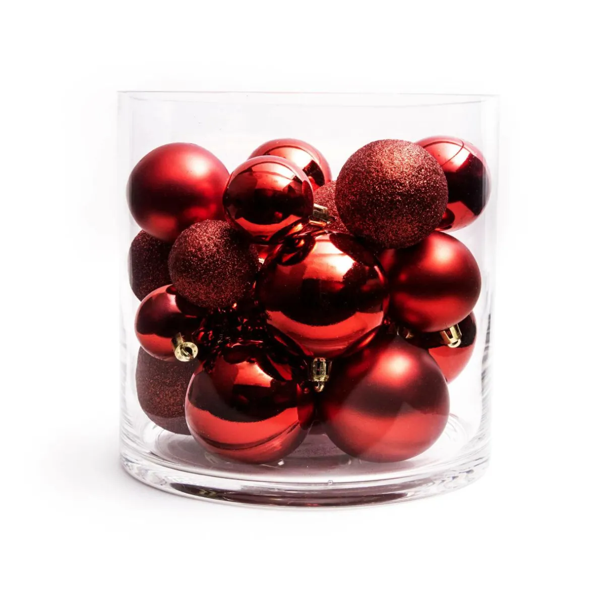EMINZA Lot de 30 boules de Noël assorties New Alpine Rouge New