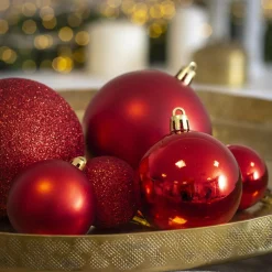 EMINZA Lot de 30 boules de Noël assorties New Alpine Rouge New