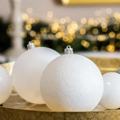 EMINZA Lot de 30 boules de Noël assorties New Alpine Blanc Hot