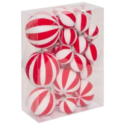 JJA Lot de 22 boules de Noël assorties Rayures Rouge Best