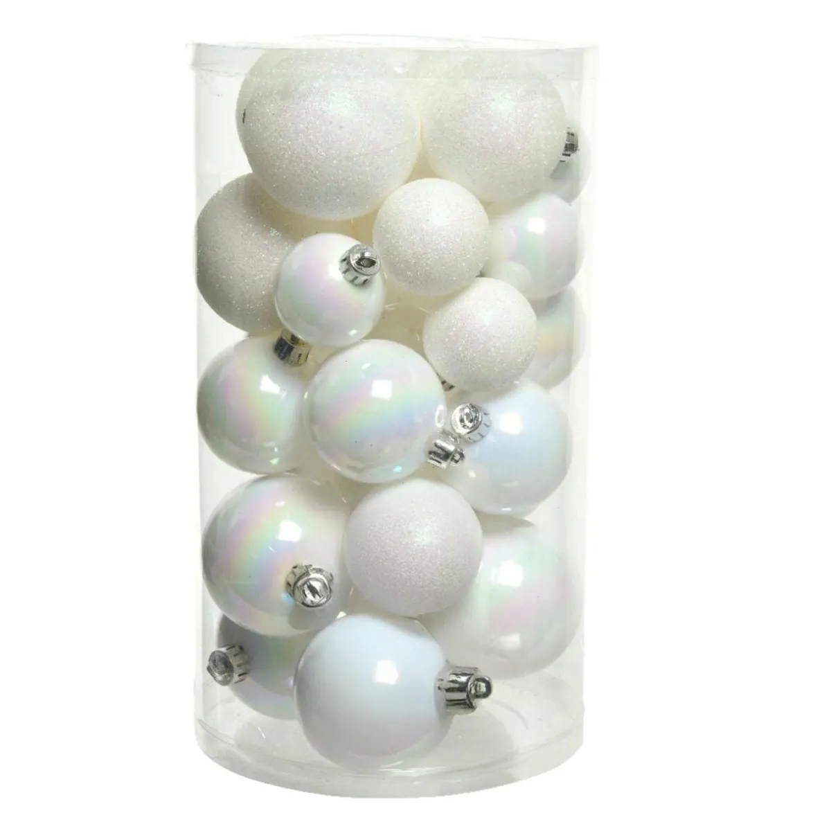 KAEMINGK Lot de 30 boules de Noël assorties Alpine Blanc irisé Best