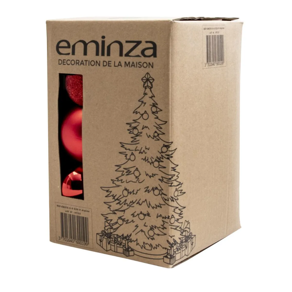EMINZA Lot de 30 boules de Noël (D80 mm) New Alpine Rouge Clearance