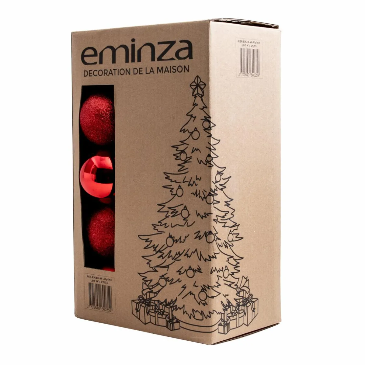 EMINZA Lot de 30 boules de Noël (D80 mm) New Alpine Rouge Clearance