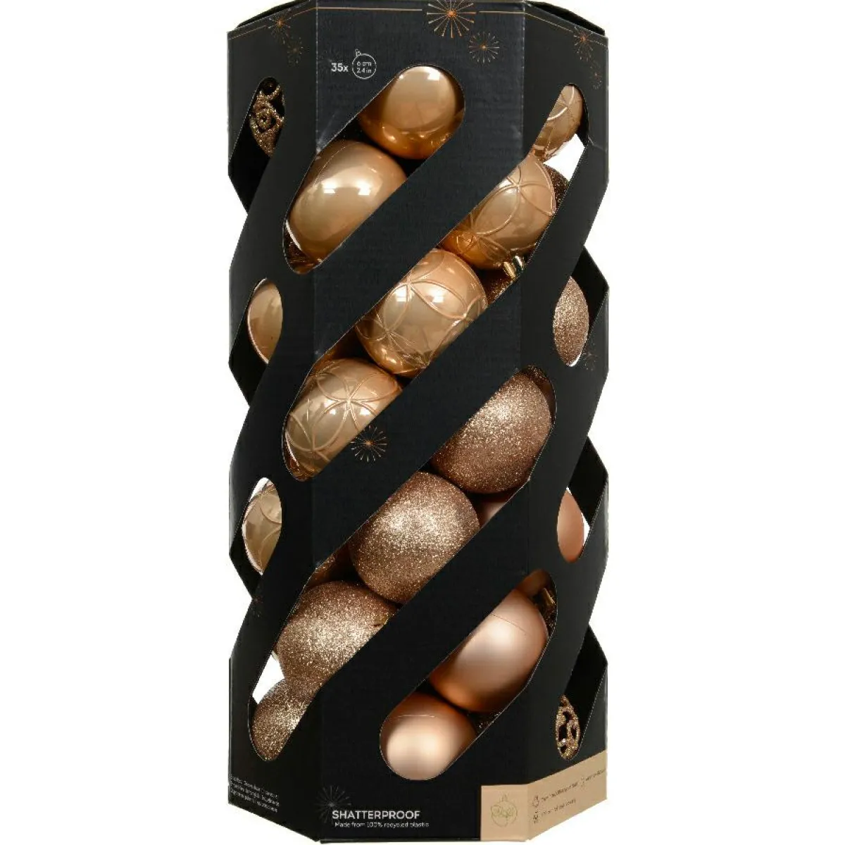 KAEMINGK Lot de 35 boules de Noël (D60 mm) Aravis mix Pêche Outlet