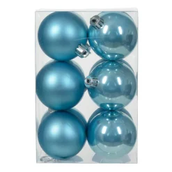 KAEMINGK Lot de 12 boules de Noël (D60 mm) Aravis Bleu pétillant Discount