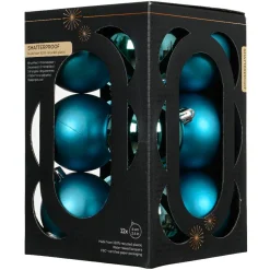 KAEMINGK Lot de 12 boules de Noël (D60 mm) Aravis Bleu pétillant Discount