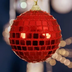 KAEMINGK Lot de 12 boules de Noël (D80 mm) Boule à facette Rouge Outlet