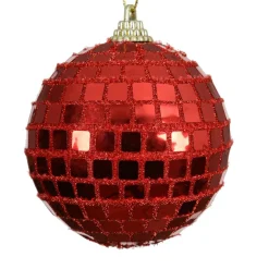 KAEMINGK Lot de 12 boules de Noël (D80 mm) Boule à facette Rouge Outlet