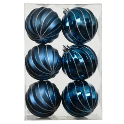 KAEMINGK Lot de 6 boules de Noël (D80 mm) Glam chic Bleu nuit Hot