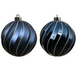 KAEMINGK Lot de 6 boules de Noël (D80 mm) Glam chic Bleu nuit Hot