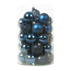 KAEMINGK Lot de 35 boules de Noël (D60 mm) Aravis mix Bleu nuit Hot