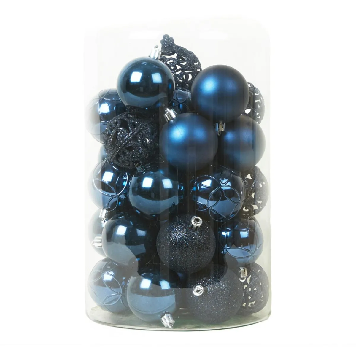 KAEMINGK Lot de 35 boules de Noël (D60 mm) Aravis mix Bleu nuit Hot