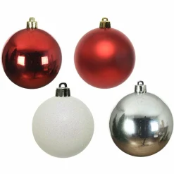 KAEMINGK Lot de 30 boules de Noël (D60 mm) Alpine multi Blanc / Rouge Clearance