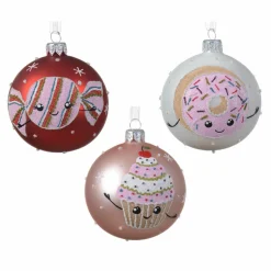KAEMINGK Lot de 6 boules de Noël (D80 mm) en verre Gourmandises Rose Best