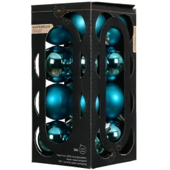KAEMINGK Lot de 16 boules de Noël (D40 mm) Aravis Bleu pétillant Hot