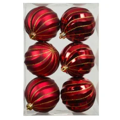 KAEMINGK Lot de 6 boules de Noël (D80 mm) Glam chic pailleté or Bordeaux Online