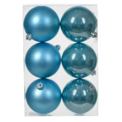 KAEMINGK Lot de 6 boules de Noël (D80 mm) Aravis Bleu pétillant