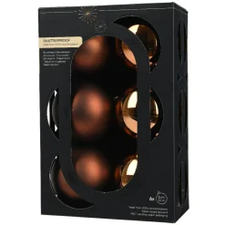 KAEMINGK Lot de 6 boules de Noël (D80 mm) Aravis Brun café Clearance