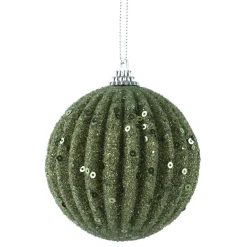 KAEMINGK Lot de 12 boules de Noël (D80 mm) Strass pailletés Vert romarin Best