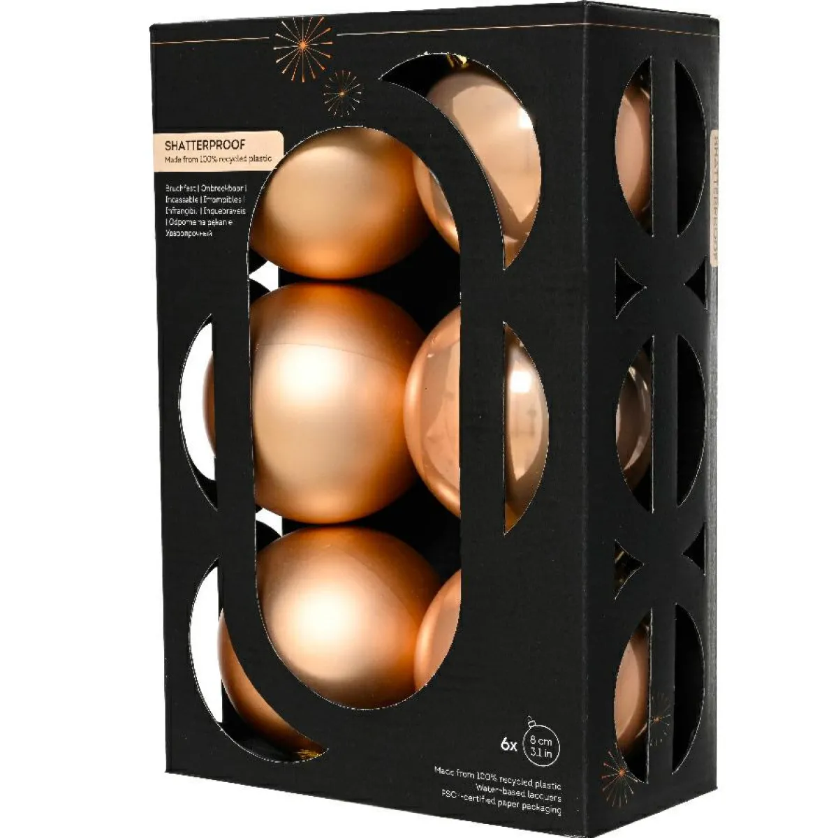 KAEMINGK Lot de 6 boules de Noël (D80 mm) Aravis Pêche Outlet