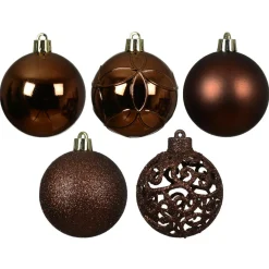 KAEMINGK Lot de 35 boules de Noël (D60 mm) Aravis Brun café Hot