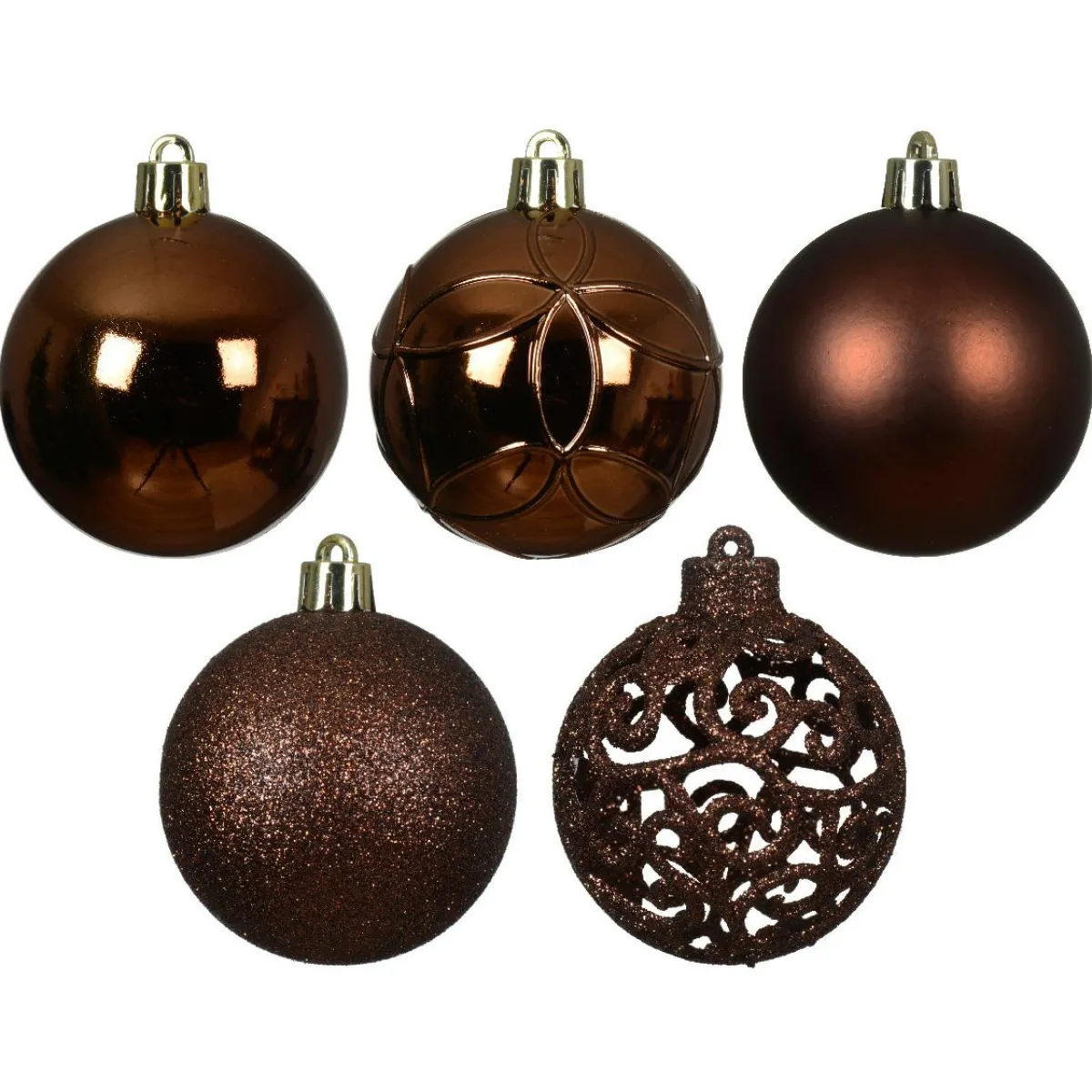 KAEMINGK Lot de 35 boules de Noël (D60 mm) Aravis Brun café Hot