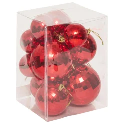 JJA Lot de 14 boules de Noël (D160 mm) Miroir Rouge Best
