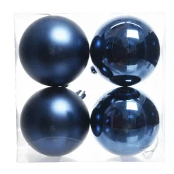 KAEMINGK Lot de 4 boules de Noël (D100 mm) Aravis Bleu nuit