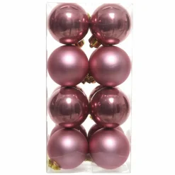 KAEMINGK Lot de 16 boules de Noël (D40 mm) Aravis Vieux rose Clearance