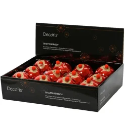 KAEMINGK Lot de 12 Boules de Noël (D80 mm) Renne Clown paillettes et or Rouge New