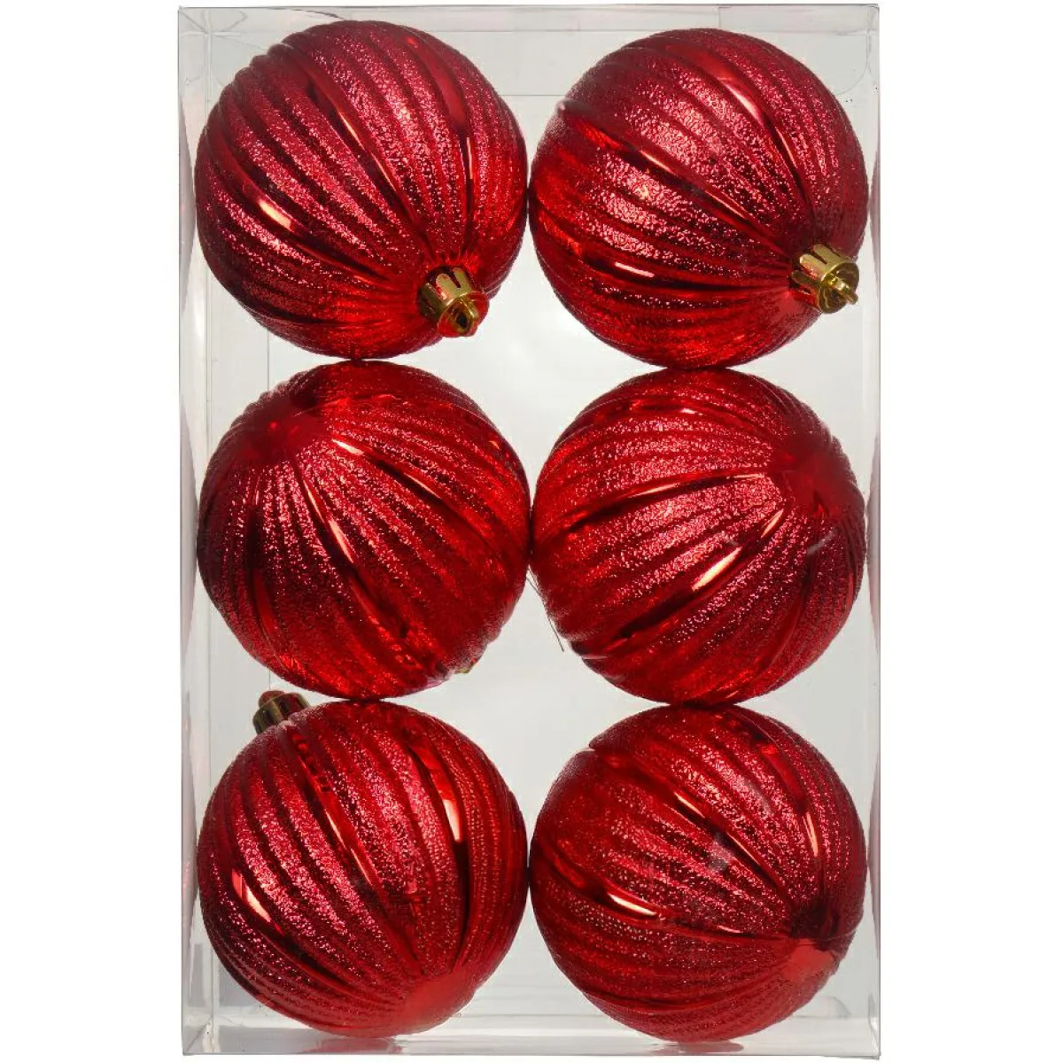 KAEMINGK Lot de 6 Boules de Noël (D80 mm) Glitter Rouge Online